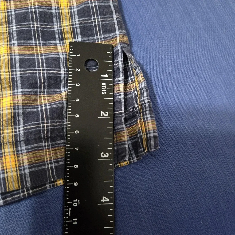Levi's Shirt Mens Large Blue Yellow Plaid 100% Cotton Relaxed Fit Short Sleeve‎